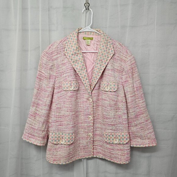 Vintage Sigrid Olsen Blazer Pink Tweed Coquette Twee Boho Office 22W - Picture 11 of 11